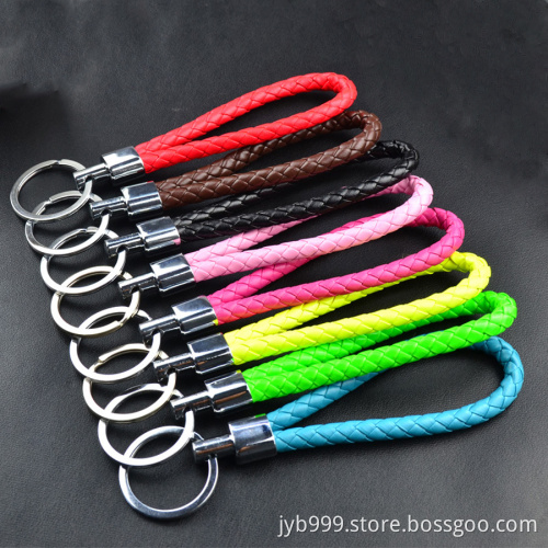 various fashion colors hand made keyring leather strap braided key chain